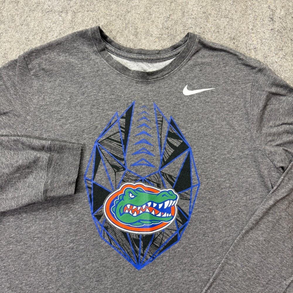 Florida Gators Nike Shirt Men M Gray Long Sleeve Crew Neck DRI-FIT Athletic